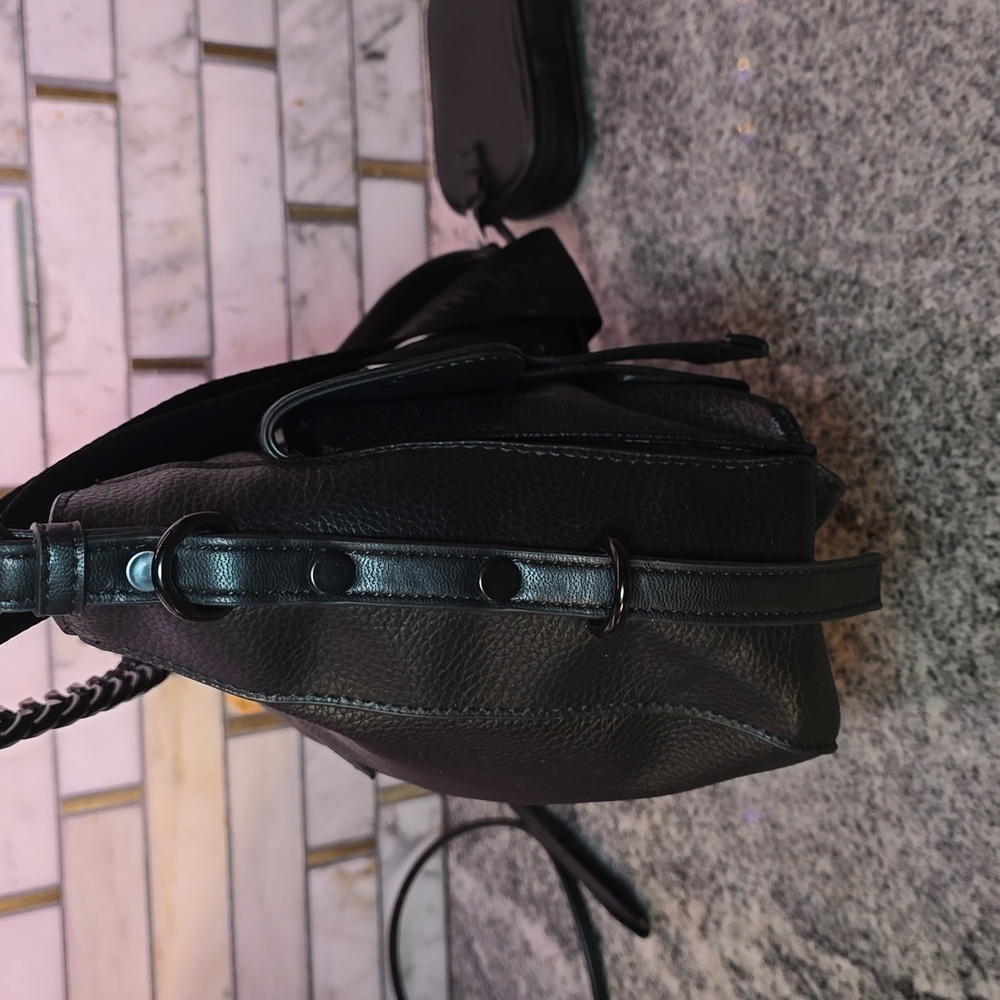 Steve Madden Black Pebbled Leather Crossbody Bag with Strap Pouch - Picture 5 of 10